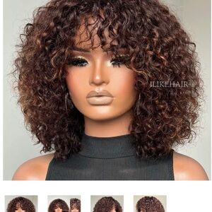 Brown Hightlight Bob Wig with Bangs